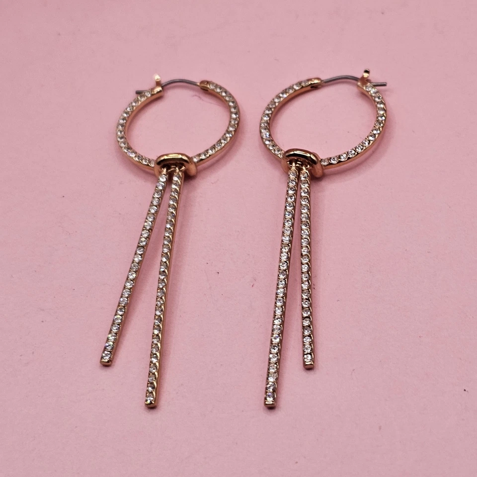 Pendientes colgantes Swarovski Swan Swarovski enchapados en oro rosa rosa cisne firmados Foto 2 de 4