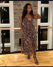 New Zara Woman Multicolor Printed Black Metallic Thread Dress Size XS Y599B