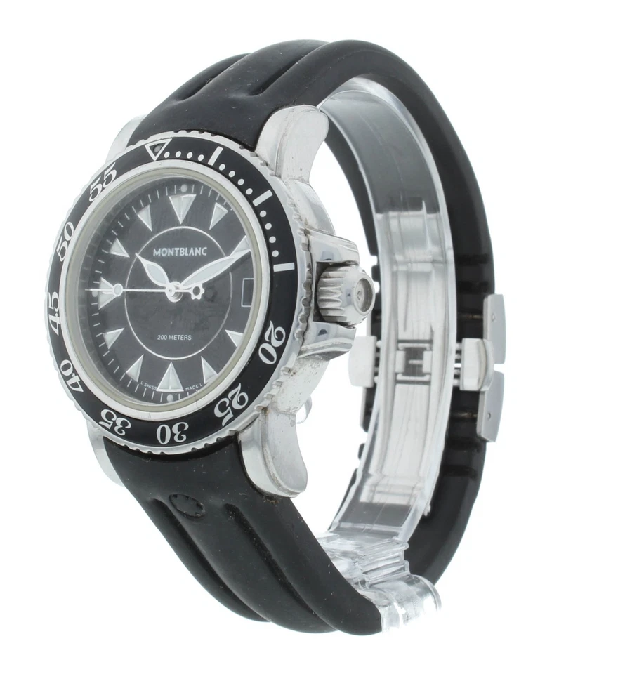 Reloj Montblanc Meisterstuck 34 mm cuarzo esfera negra acero inoxidable para dama 7036 Foto 3 de 4