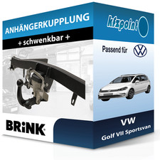 Für VW Golf VII Sportsvan 02.2014-08.2020 BRINK Anhängerkupplung schwenkbar neu