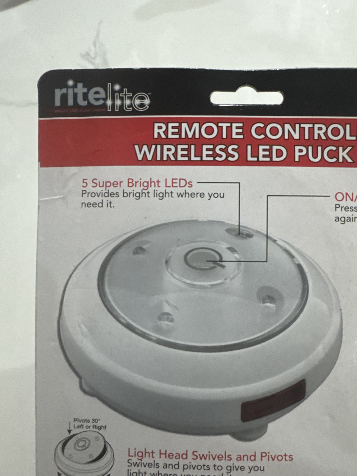 Rite Lite Remote Controlled Wireless LED Puck Lights Set Of 2 No Wires No Plugs