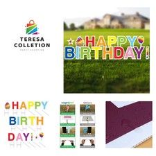 Happy Birthday Yard Signs in Rainbow Colors - 18in Tall, Weather-Resistant Setup