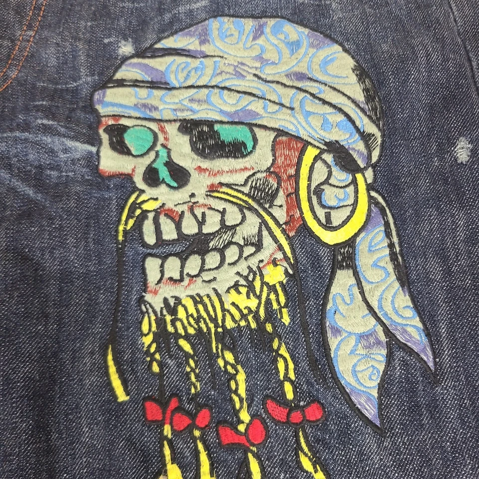 Ed Hardy Skull Head Jeans Blue Denim 2008  Mens 38x34 - Image 2 of 4