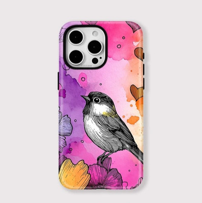 Pink Bird Garden Nature Print iPhone 17 16 15 14 13 12 11 Pro Max Hülle