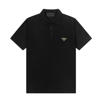 #ad PRADA Black Polo Shirt Men’s SizeM 2XL Cotton Pique ShortSleeve Luxury Designer C $239.99