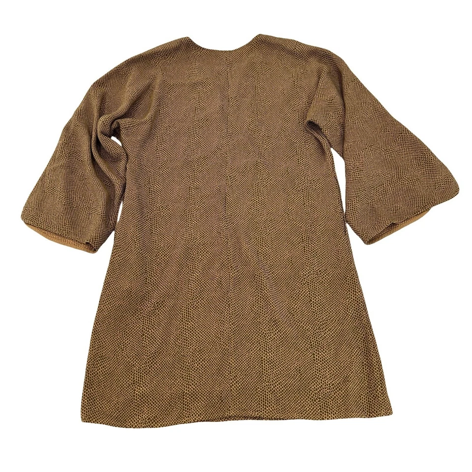 Vestido By Malene Birger Cerese Talla 4 EU 34 Marrón Serpiente Jacquard Manga Abertura Foto 2 de 4