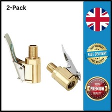 2-Pack Brass Tire Air Chuck, Locking Quick Connect Inflator Hose Adapter, No Lea