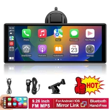 Portable Car Stereo Radio Wireless Apple Carplay & Android Auto FM 9.26in BT 5.3