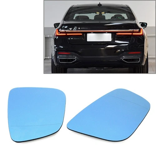 2x Door Blue Mirror Glass Exterior Rearview Mirror Lens For BMW 3 5 6 7 8 Series