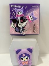Hello Kitty KUROMI Black or White Wired Earbuds Built-In Microphone/3.5mm Input