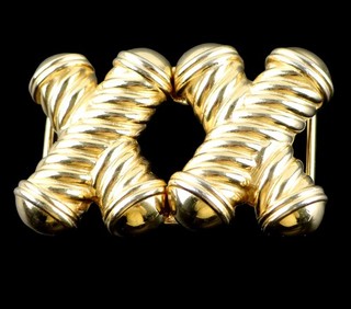 Accessocraft NYC Signed Vintage Ladies Belt Buckle BOLD Cast Ribbed Fashion