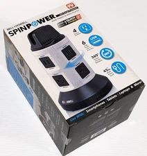 Bell+Howell Rotating Spin Power Strip Tower Surge Protector 4 Outlet 6 USB Ports