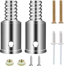 2 Pcs Broom Handle Threaded End Replacement Metal Tips for 1" Wood Metal Poles