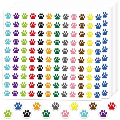 6000 Pieces Paw Print Stickers, Round Dog Puppy Paw Prints Decal Label Colorf...