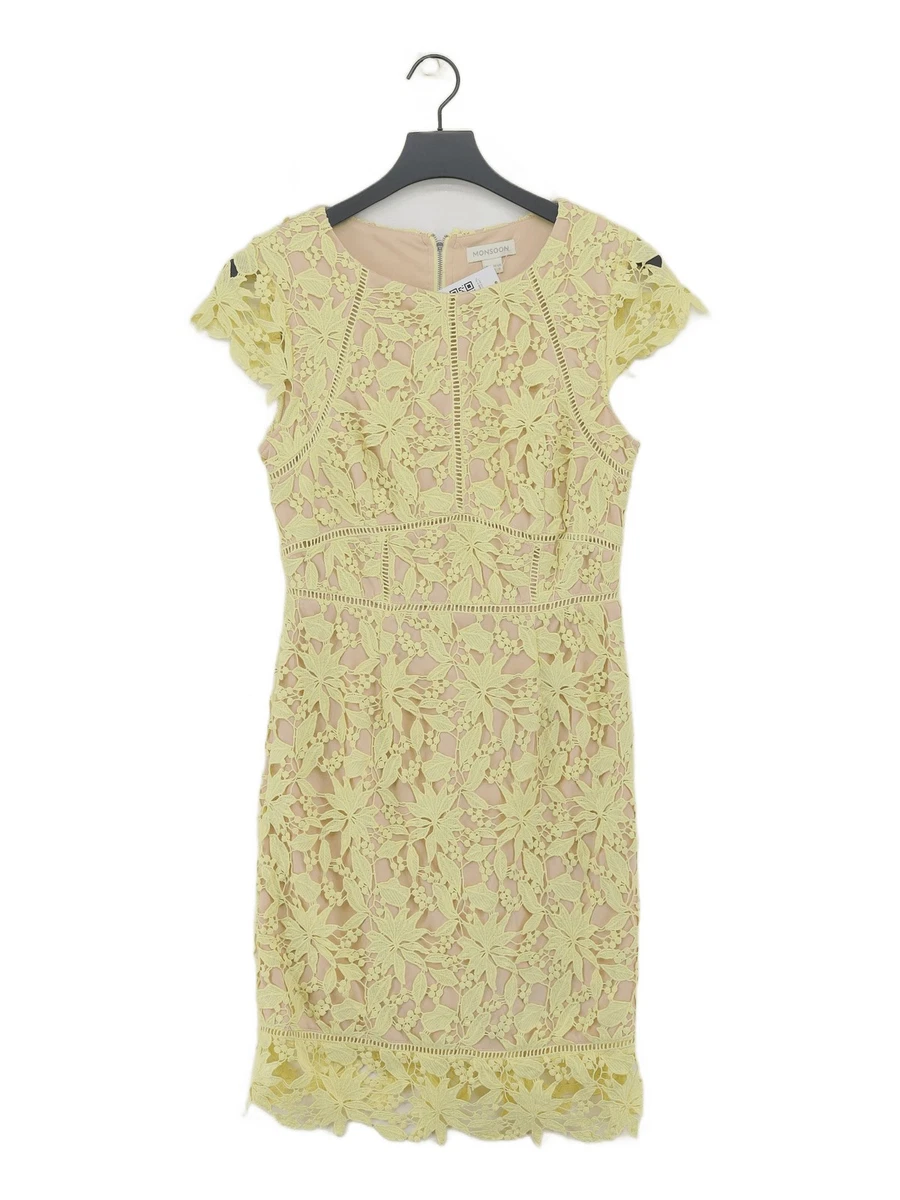 chinese dress ladies Brigitte Yellow Lace Panel Ruched Maxi Dress, M / Yellow