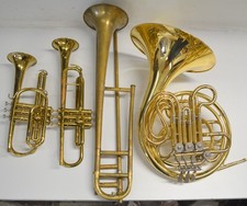 SET/LOT OXFORD DOUBLE FRENCH HORN,TRUMPET,TENOR TROMBONE,CONN, OLDS, AM STANDARD
