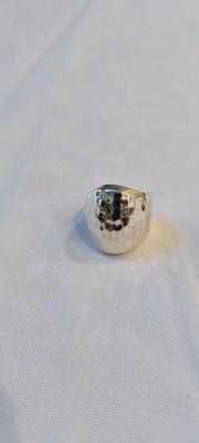 Elle Chunky  Hammered 925 Sterling Silver Ring Size 7 With Signature Ruby Inset