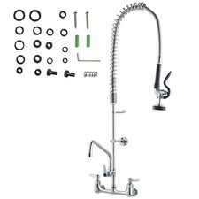 Uimoso Commercial Wall Mount Kitchen Sink Faucet Pre-Rinse Sprayer 36" Height