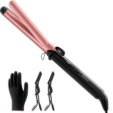 Dual Voltage Curling Iron 1 Inch Long Barrel Ceramic Fast-Heating Hair Stylin...