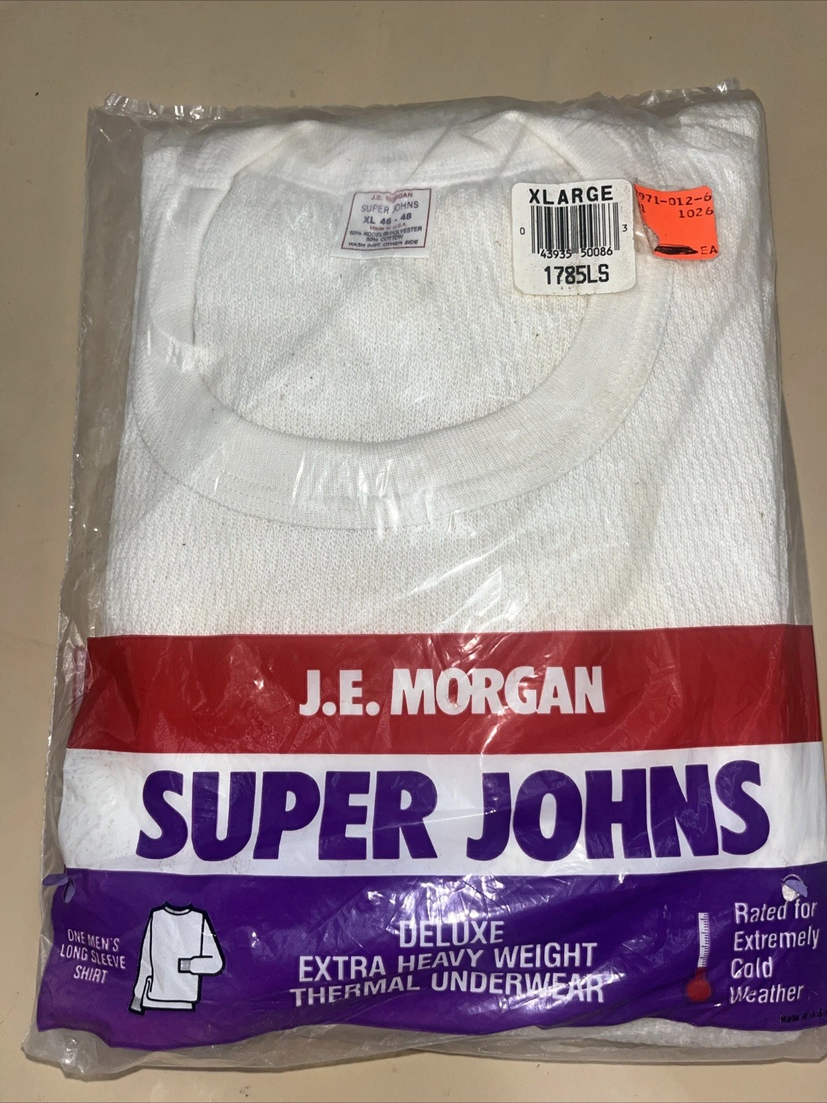 VTG NOS J.E. Morgan Super Long Johns Thermal SHIRT XL (46-48) USA Long Sleeve