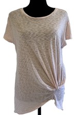 Stateside Knot Detail Supima Cotton Slub Knit Pink T-Shirt Sz L Made In USA