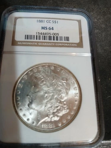 1881-CC Silver Morgan Dollar $1 Carson City NGC MS64 Older Type Holder  All Whit