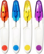 4PCS Compact 4 Inch U Shaped Portable Scissors with Protective Safety Cover for