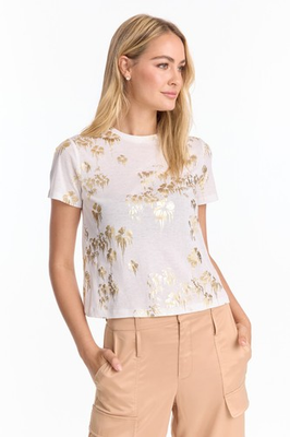 #ad Jardin Foil Tee Top White THE NOLI SHOP $16.99