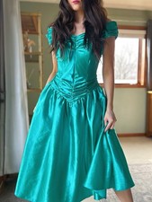 Vintage Simpe 80s Teal Prom Dresses Sweetheart Bisque Formal A-Line Gowns