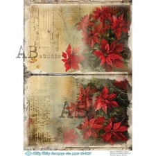 Poinsettia Journal | A4 Rice Paper | Paper for Decoupage | AB Studios
