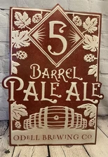 Odell Brewing Co 5 Barrel Pale Ale Sign Tin Metal Fort Collins Co New