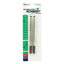 Schmidt Black Rollerball Pen Ink Cartridge Refill 2 Pack 0.7mm Stainless Stee...