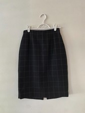 Vintage 1990s Ralph Ralph Lauren Black  Brown Plaid Checked Pencil Skirt 2 Prep