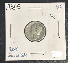 Key Date 1928-S San Francisco Mercury Dime VF Silver 10C Only 10K Survival