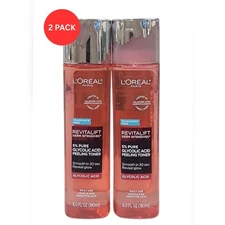 L'OREAL REVITALIFT 5% PURE GLYCOLIC ACID PEELING TONER (2 PACK) Scuffed Lid