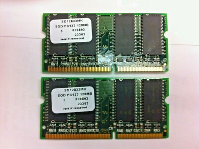Lot of 2 Memory for Advantech IPC Motherboard PCA-6773 - 128MB PC133 SODIMM - 45