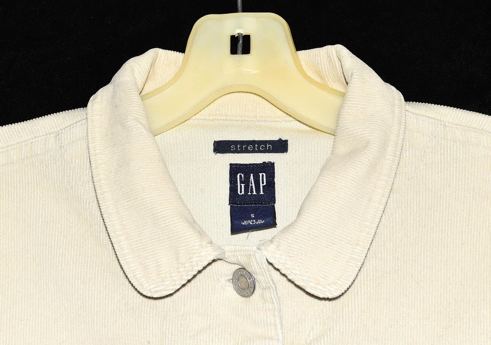 复古间隙弹力霜棉氨纶灯芯绒纽扣翻盖口袋夹克尺寸 S — 第 4/4 张图片