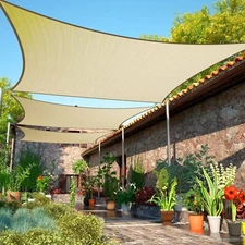 ShadeMart 16' x 16' Beige Sun Shade Sail Square Canopy Fabric Cloth Screen SMSL,