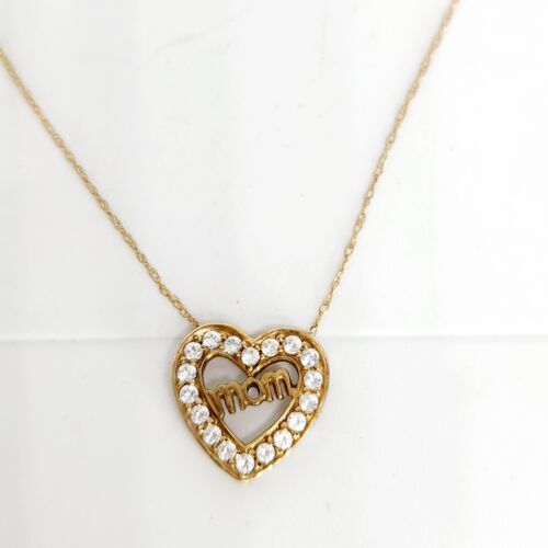 Collana con ciondolo festa della mamma diamante mamma scritta cuore amore oro giallo 10 kt 20" - Foto 2 di 8