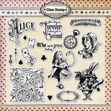 Wonderland Themed Clear Stamps Rubber Seal for Journal Scrapbooking Card Crafts