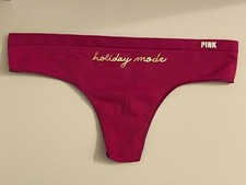NWT Victoria's Secret Pink No Show Seamless Thong Pantie Holiday Mode Medium