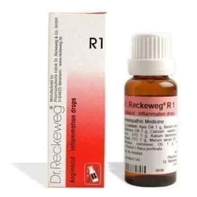 1 x Dr Reckeweg R1 Inflammation Drops 22ml Homeopathic Cold Sore Throat Relief
