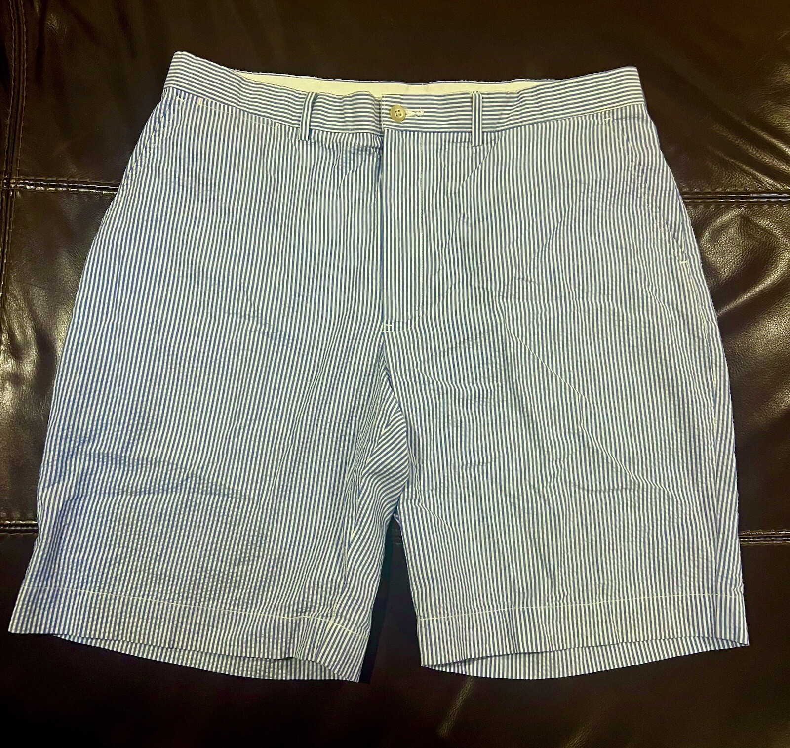 Ralph Lauren Polo Seersucker Shorts Mens 36 Blue White Striped VGC