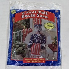 Uncle Sam Top Hat July 4th 6  Life size Patriotic Weatherproof Stuff W/Paper VTG