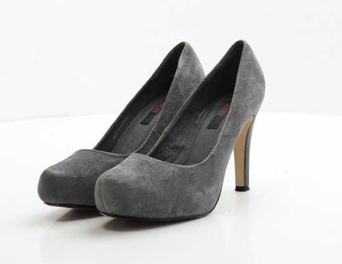 ASOS Womens Grey Leather Court Heel UK 4 EU 37