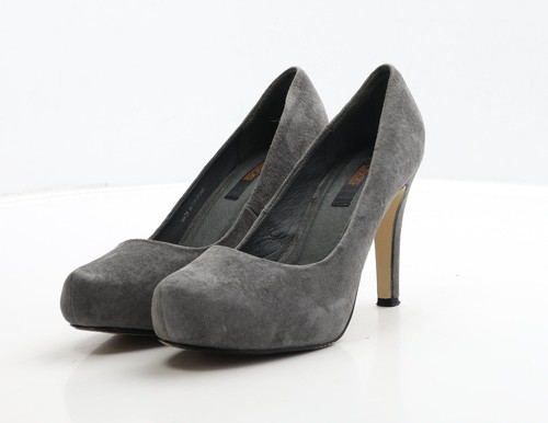 ASOS Womens Grey Leather Court Heel UK 4 EU 37 - Afbeelding 1 van 12