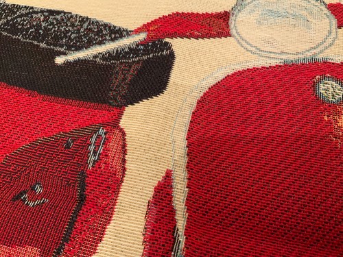 Vintage cotton upholstery fabric woven motorbike 18" x 36" remnant - Picture 2 of 8