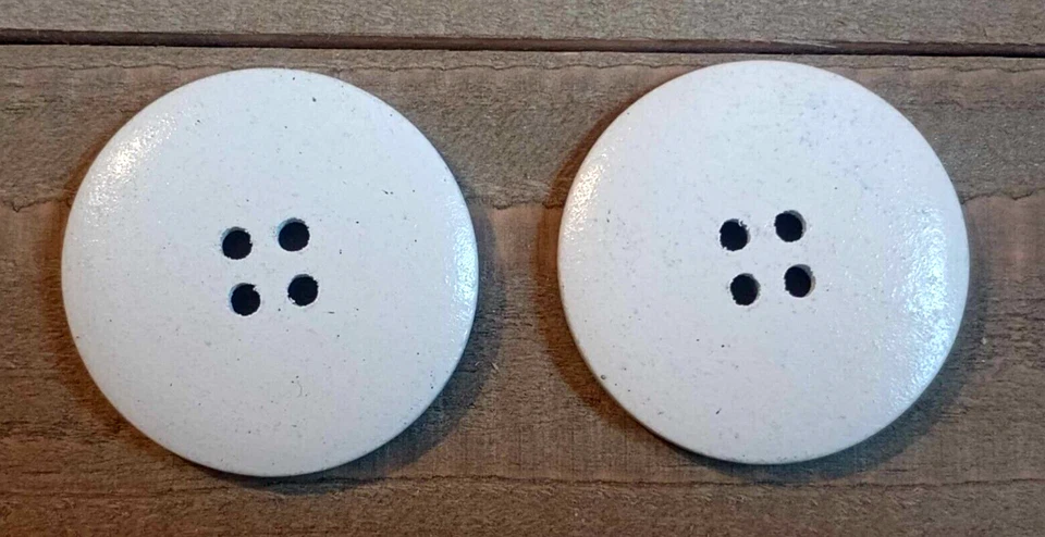 2 Polar Bear Sewing Buttons Crafting Round Wood 4 Hole 1.5" - Image 2 of 2
