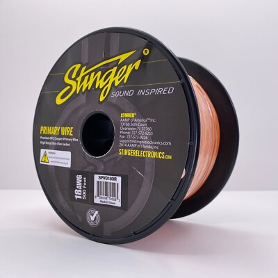 Stinger SPW318WH Primary Hook Up Wire 18GA White Pure OFC 500ft Audio Cable Roll