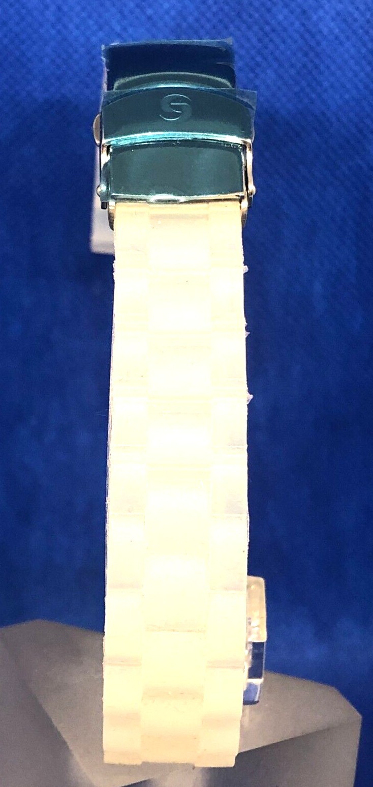 Bracelet de montre 16mm en silicone blanc avec boucle acier inoxydable 316L